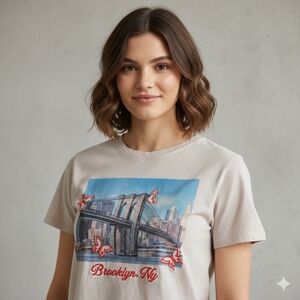 Beyoutiful Juniors Brooklyn NY Embroidered Tshirt, XL